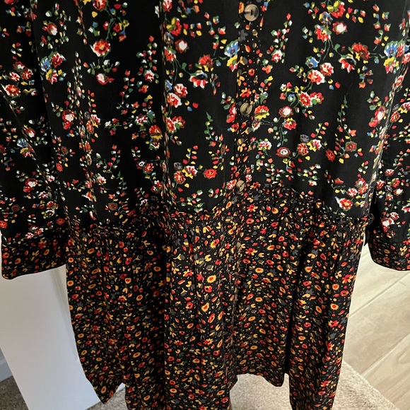Maeve by Anthropologie Floral Marlie Button Front Tunic Mini Dress size 14 - Picture 7 of 10
